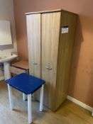 Remaining Bedroom Furniture, including oak laminated wardrobe, three drawer chest-of-drawers,