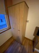 Remaining Bedroom Furniture, including oak laminated wardrobe, armchair, three drawer chest-of-