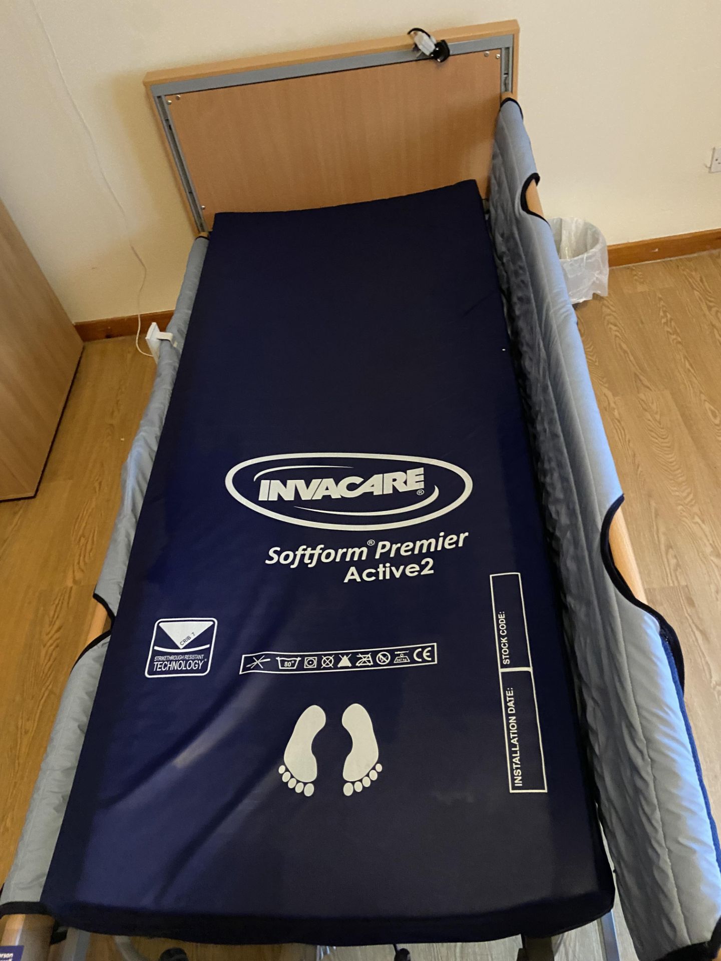 Invacare Mobile Adjustable Height Bed Frame, with Invacare soft foam premier active 2 mattress and - Image 3 of 4