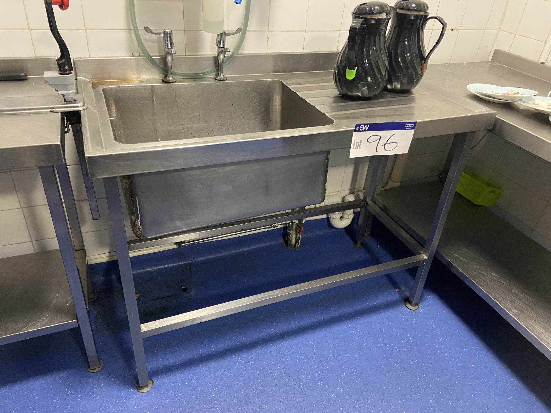 Stainless Steel Single Sink Unit, approx. 1.2m x 600mm Please read the following important