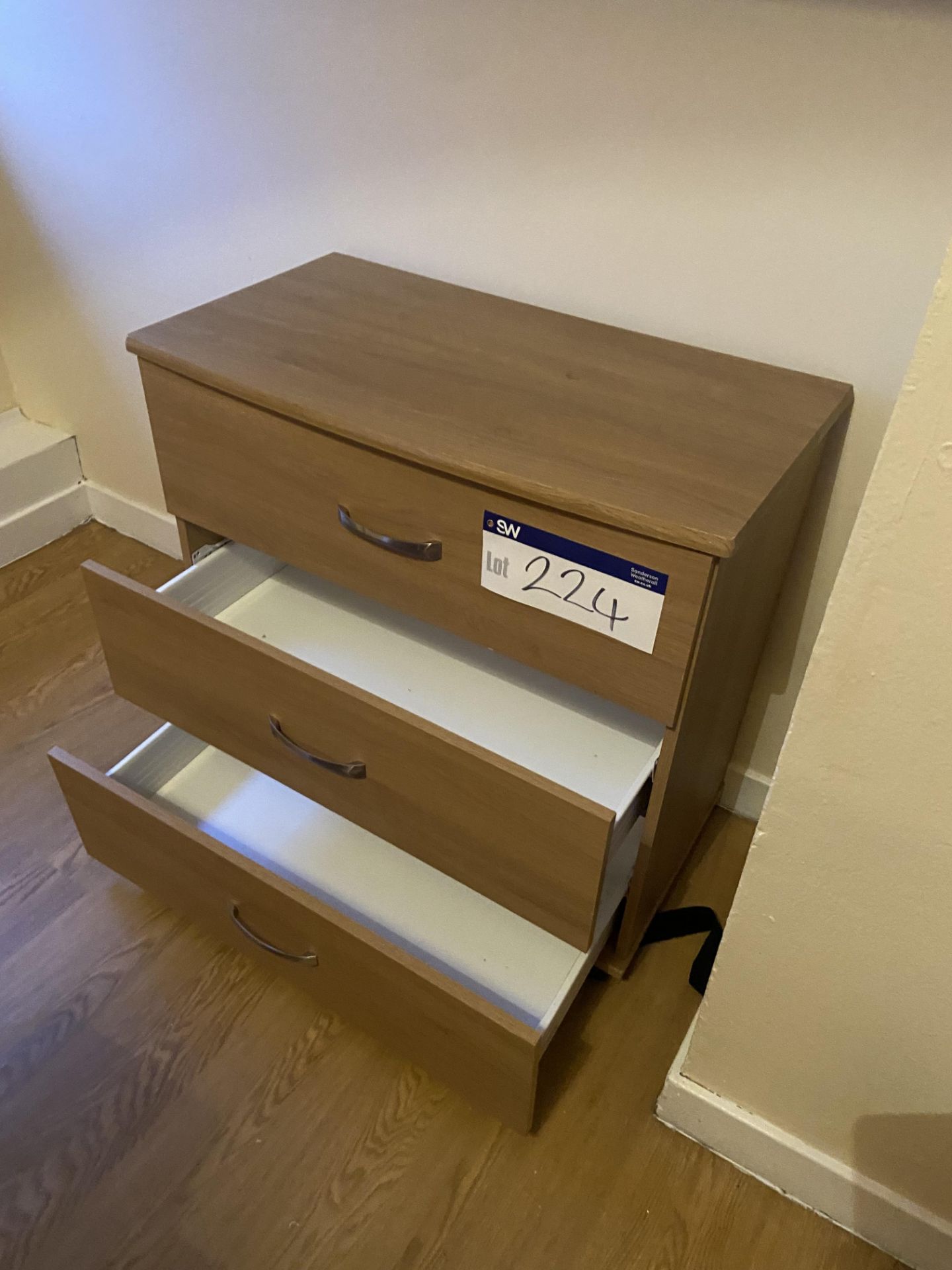 Remaining Bedroom Furniture, including wardrobe, three drawer chest-of-drawers and two pedestals ( - Image 2 of 3