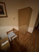 Remaining Bedroom Furniture, including oak laminated wardrobe, pedestal, table, three drawer chest-