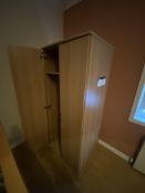 Remaining Bedroom Furniture, including oak laminated wardrobe, shelving unit, pedestal, three drawer