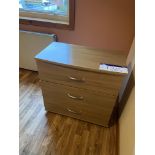 Remaining Bedroom Furniture, including oak laminated wardrobe, three drawer chest-of-drawers and two