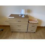 Remaining Bedroom Furniture, including oak laminated wardrobe, two x three drawer chest-of-