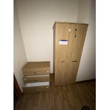 Remaining Bedroom Furniture, including oak laminated wardrobe, pedestal and three drawer chest-of-