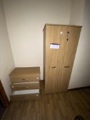 Remaining Bedroom Furniture, including oak laminated wardrobe, pedestal and three drawer chest-of-