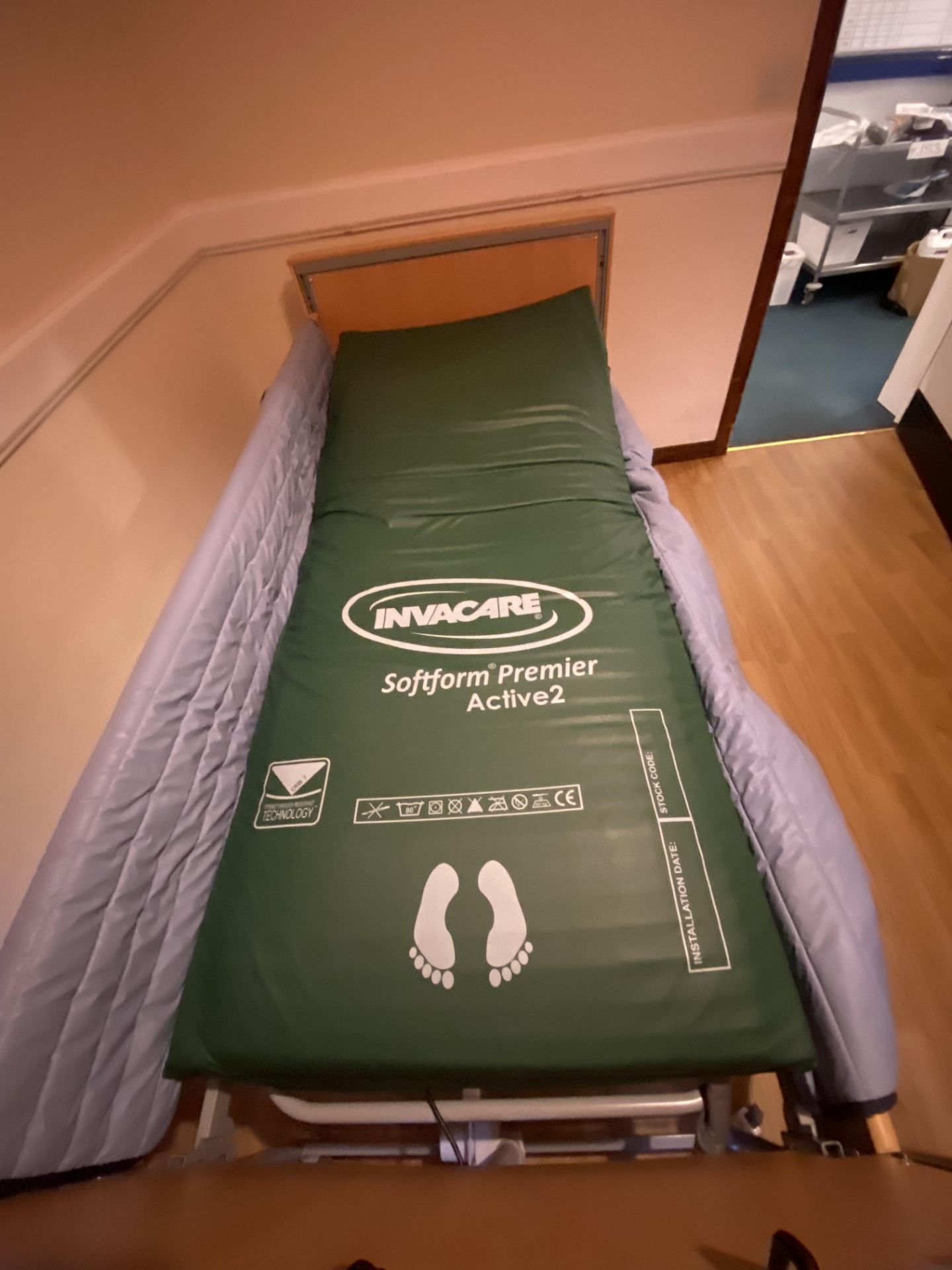 Invacare Mobile Adjustable Height Bed Frame, with Invacare soft foam premier active 2 mattress and - Image 2 of 3