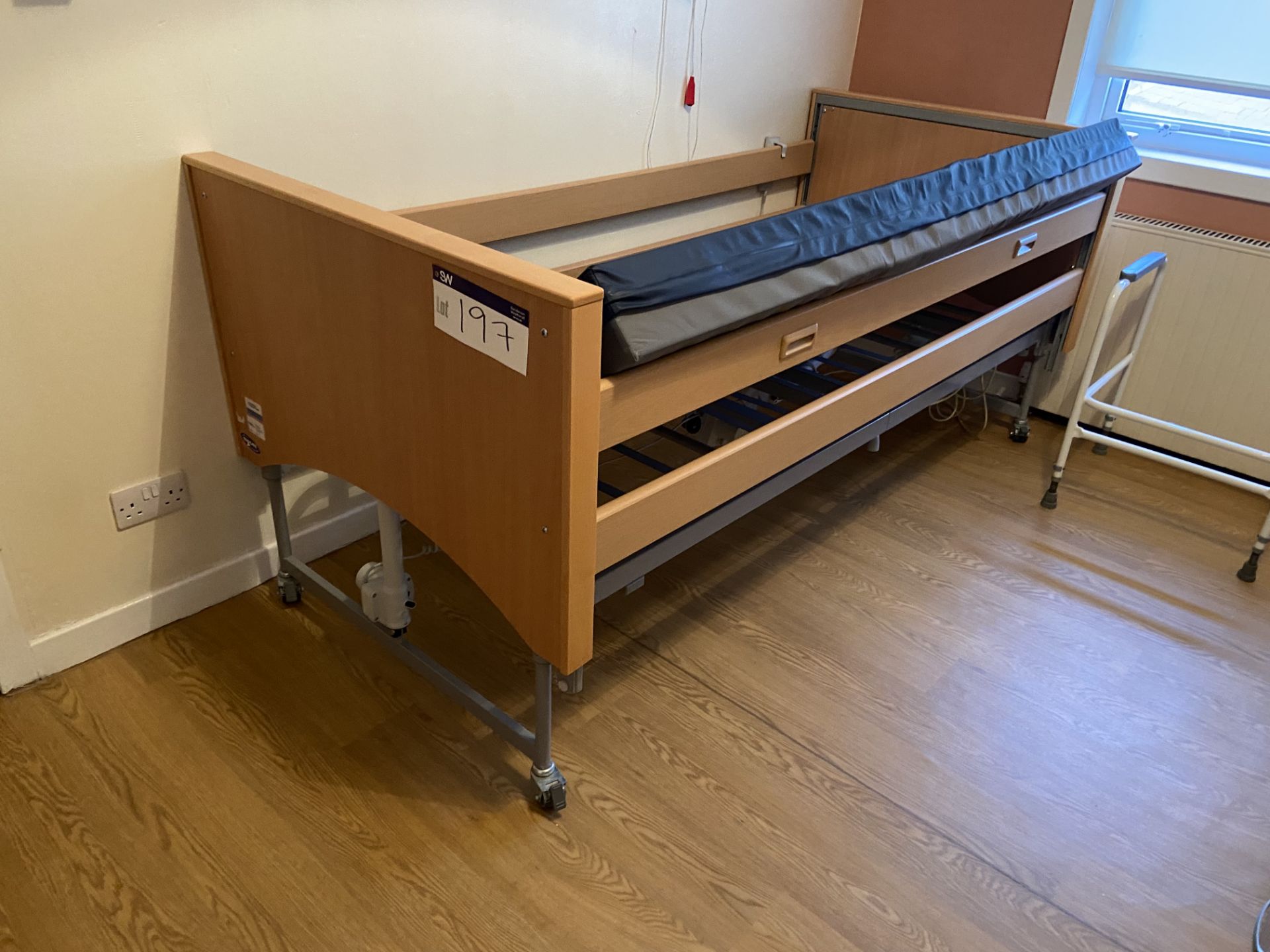 Invacare Mobile Adjustable Height Bed Frame, with Invacare soft foam premier mattress (Room 17)