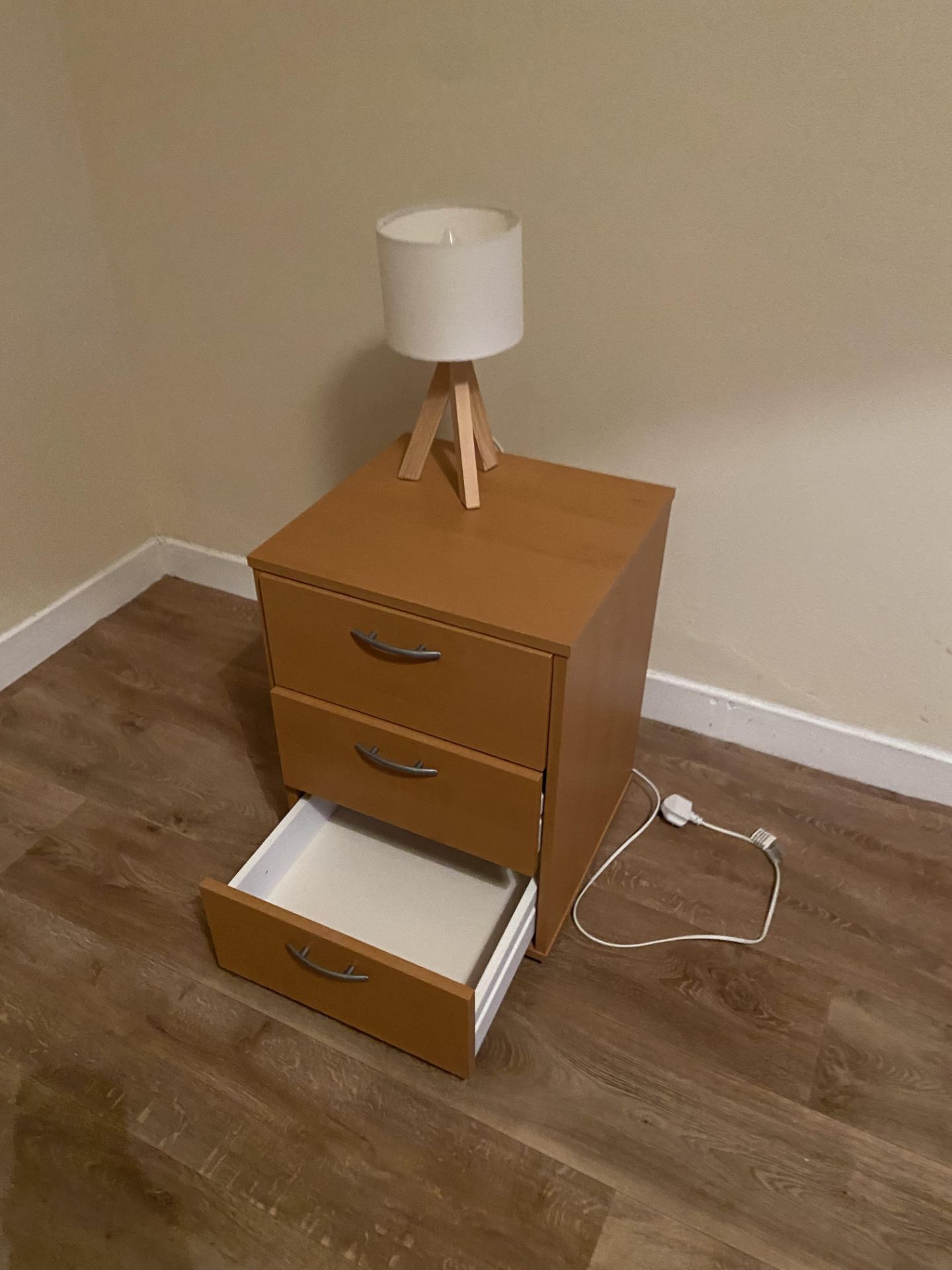 Remaining Bedroom Furniture, including oak laminated wardrobe, three drawer chest-of-drawers, - Image 2 of 3