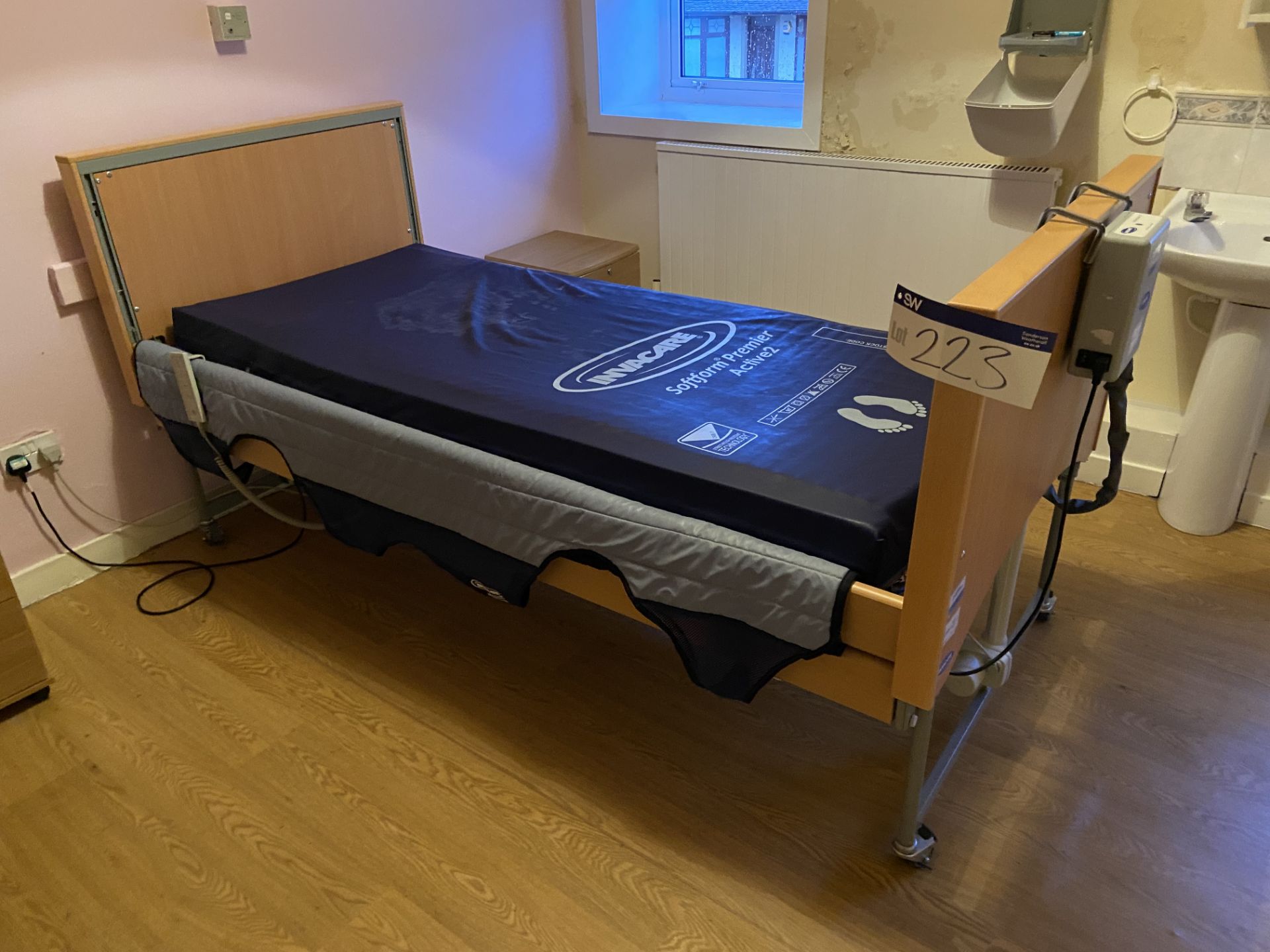 Invacare Mobile Adjustable Height Bed Frame, with Invacare soft foam premier active 2 mattress and