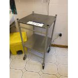 Remaining Furniture, including two tables and stainless steel trolley (Therapy Room) Please read the