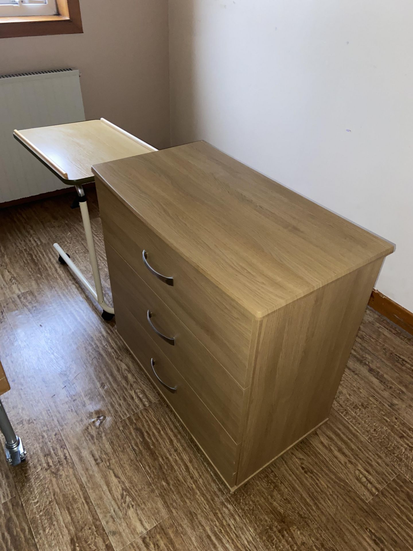 Remaining Bedroom Furniture, including oak laminated wardrobe, three drawer chest-of-drawers, - Image 2 of 3