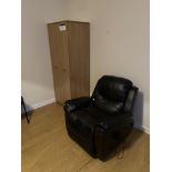 Remaining Bedroom Furniture, including oak laminated wardrobe, leather effect upholstered