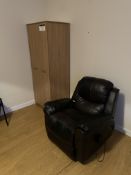 Remaining Bedroom Furniture, including oak laminated wardrobe, leather effect upholstered