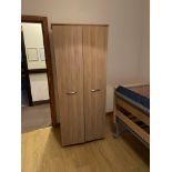 Remaining Bedroom Furniture, including oak laminated wardrobe and pedestal (Room 18) Please read the