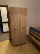 Remaining Bedroom Furniture, including oak laminated wardrobe and pedestal (Room 18) Please read the