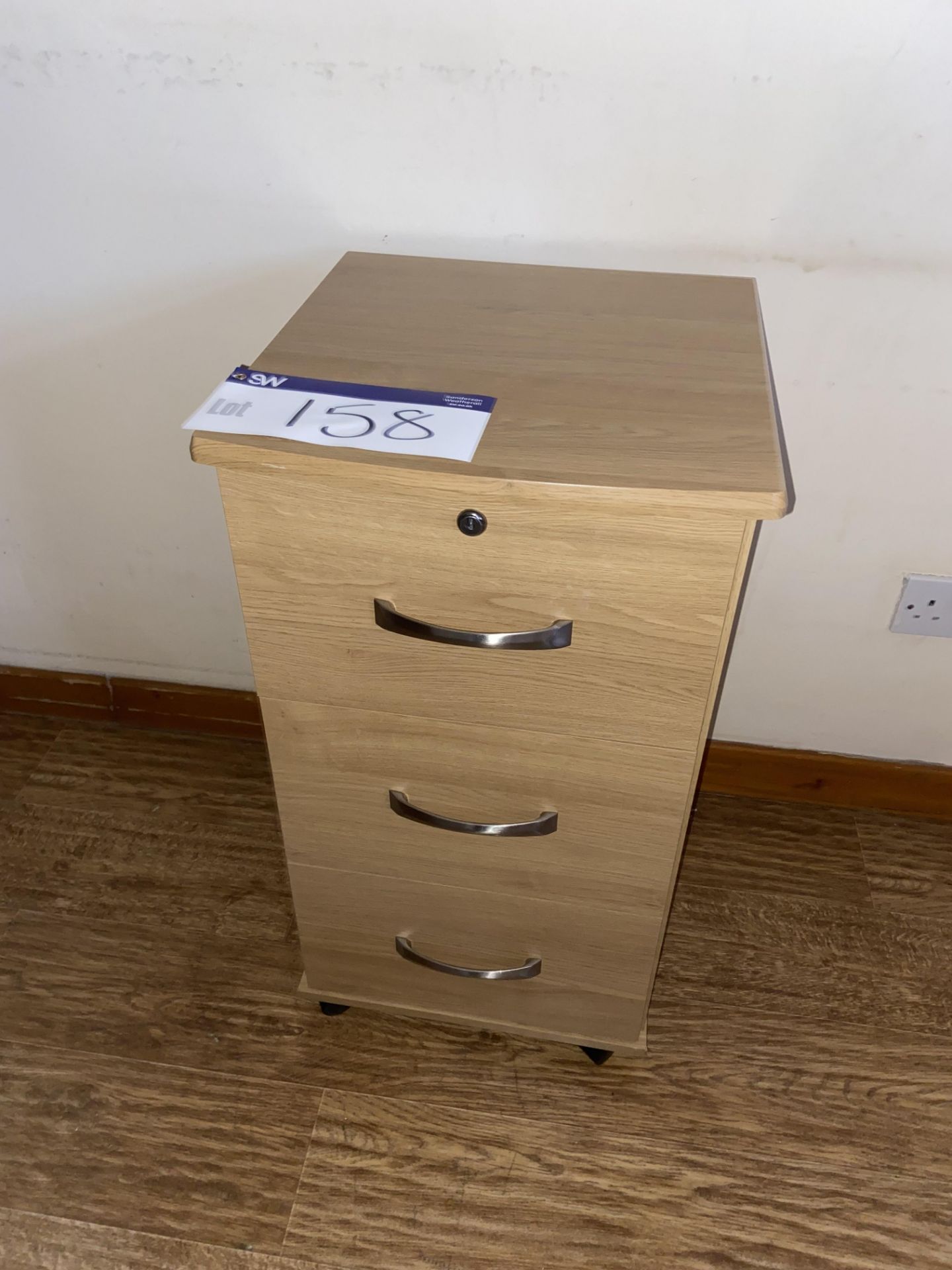 Remaining Bedroom Furniture, including oak laminated wardrobe, three drawer chest-of-drawers,