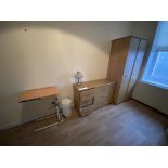 Remaining Bedroom Furniture, including oak laminated wardrobe, three drawer chest-of-drawers,