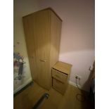 Remaining Bedroom Furniture, including wardrobe, three drawer chest-of-drawers and two pedestals (