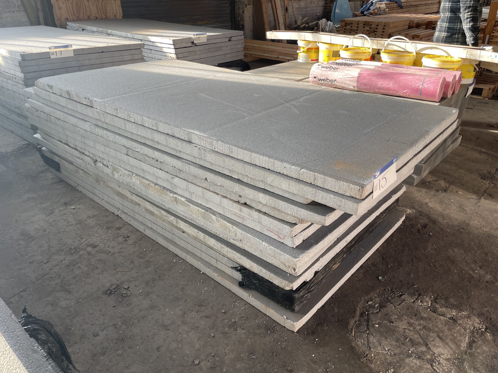 15 x 50mm EPS Board, mainly 2.4m x 1.2, in one stack Please read the following important