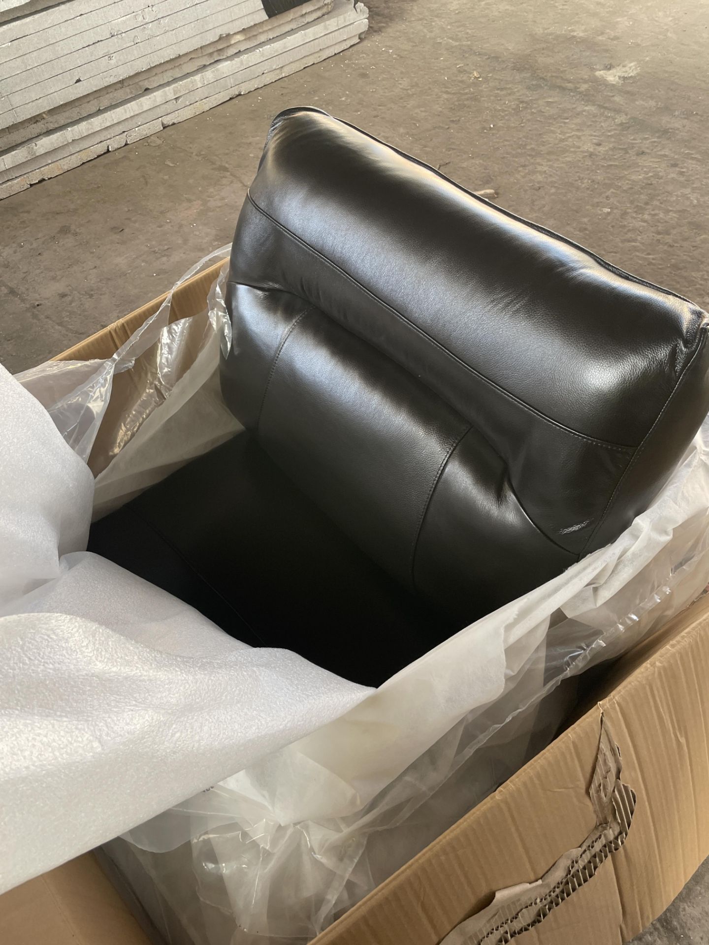 BLACK LEATHER UPHOLSTERED OAKLEY LARGE CORNER MODULAR SETTEES, in six boxes (vendors comments unused - Image 2 of 4