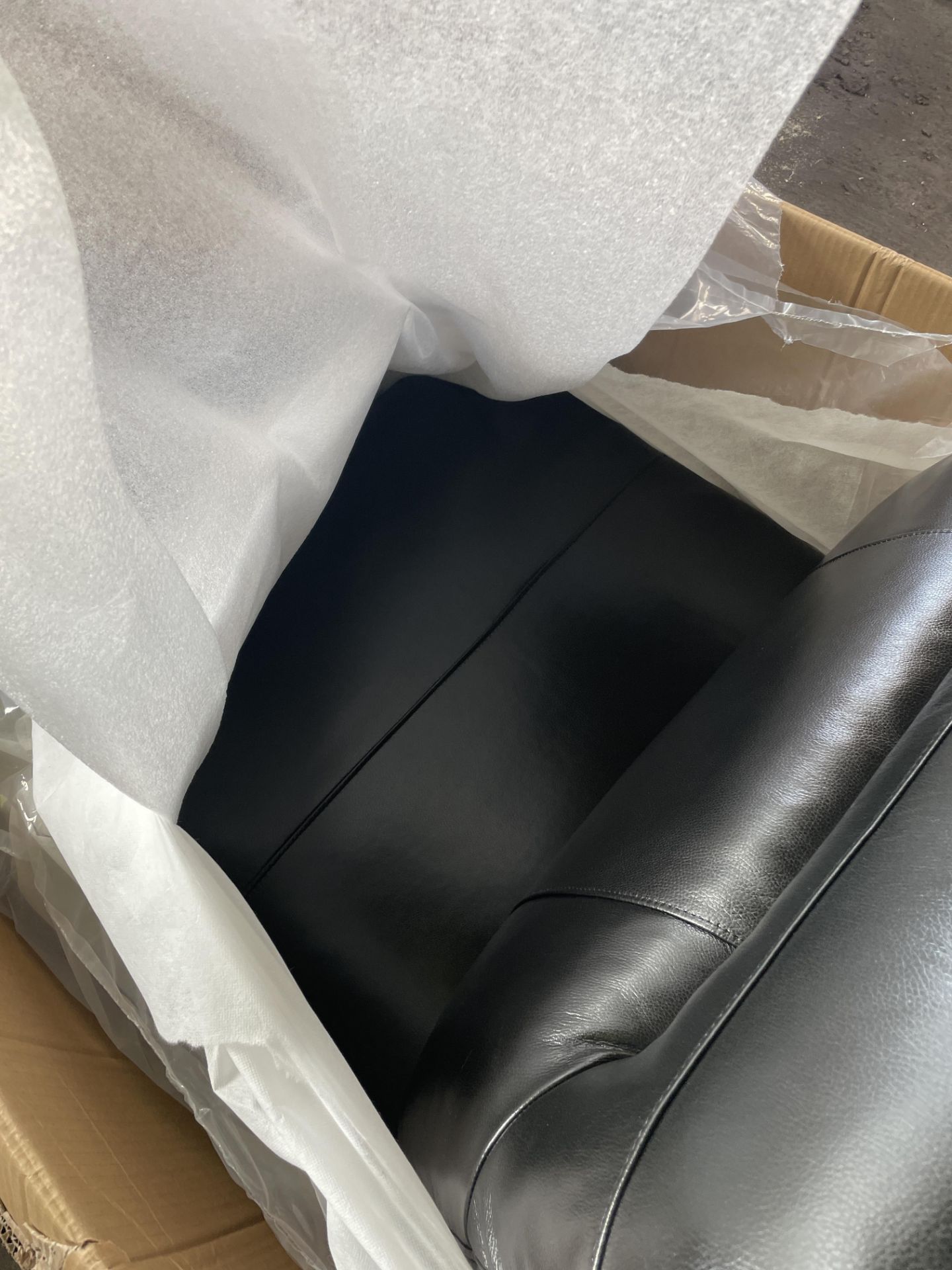 BLACK LEATHER UPHOLSTERED OAKLEY LARGE CORNER MODULAR SETTEES, in six boxes (vendors comments unused - Image 3 of 4