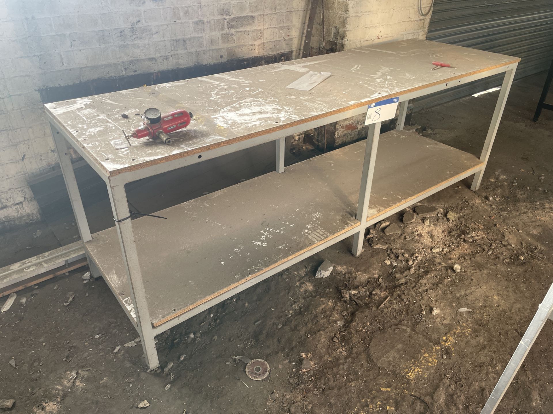 Steel Framed Bench, with timber top, approx. 2.45m x 750mm Please read the following important