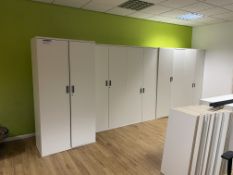 Six Double Door Cabinets & Assorted Shelving Panels Please read the following important notes:-