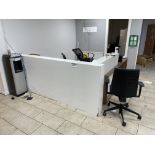 Laminated Faced L Shaped Reception Counter, approx. 2.8m x 2.7m Please read the following