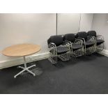 16 Cantilever Framed Fabric Upholstered Armchairs, with meeting table Please read the following