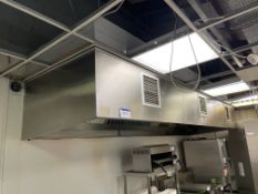 Stainless Steel Fume Extraction Canopy, approx. 4.5m x 1.2m x 835mm deep, (excluding ducting to