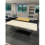 Folding Leg Table, Cantilever Framed Table & Double Door Steel Cabinet Please read the following