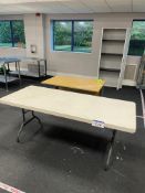 Folding Leg Table, Cantilever Framed Table & Double Door Steel Cabinet Please read the following