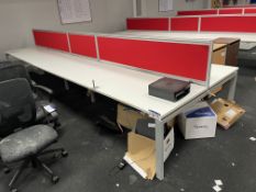 Steel Framed Double Sided Desk Unit, approx. 5m x 1.65m wide Please read the following important