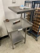 Stainless Steel Bench, approx. 750mm wide, with overshelf Please read the following important