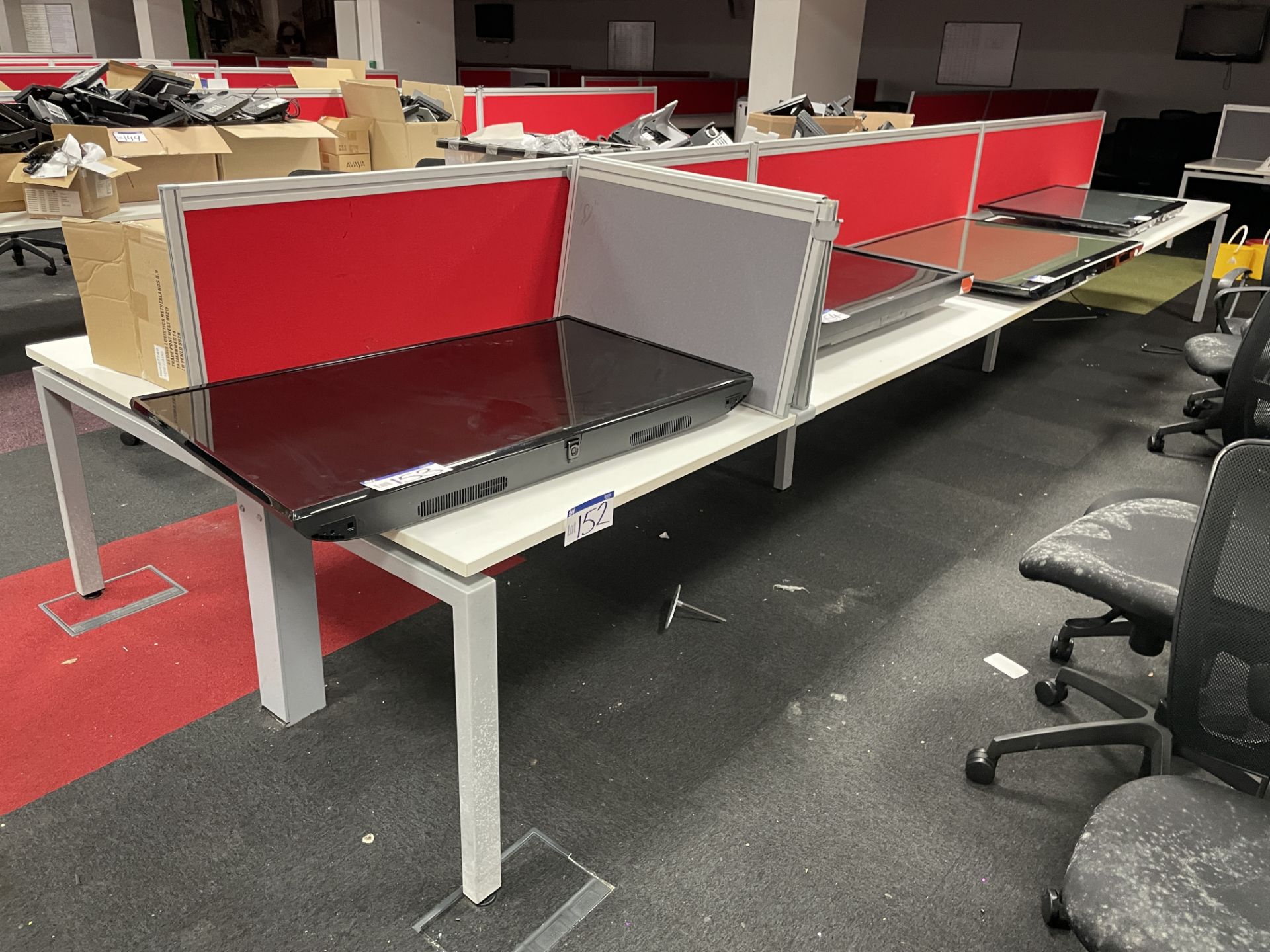 Steel Framed Double Sided Desk Unit, approx. 6m x 1.65m wide Please read the following important