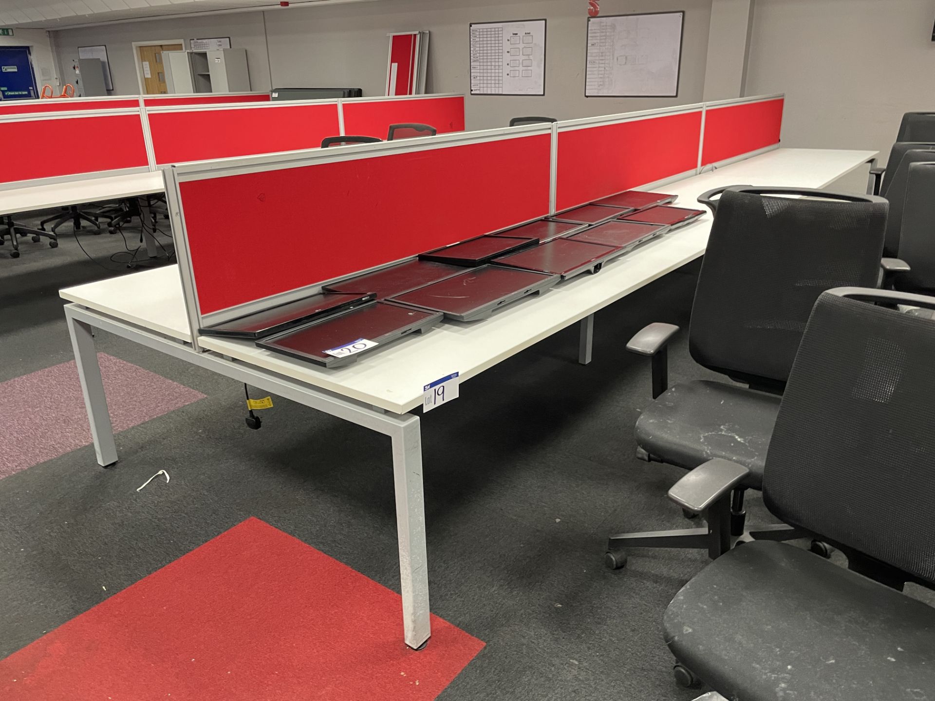 Steel Framed Double Sided Desk Unit, approx. 6m x 1.65m wide Please read the following important