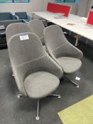Four Fabric Upholstered Swivel Bucket Chairs Please read the following important notes:- Air
