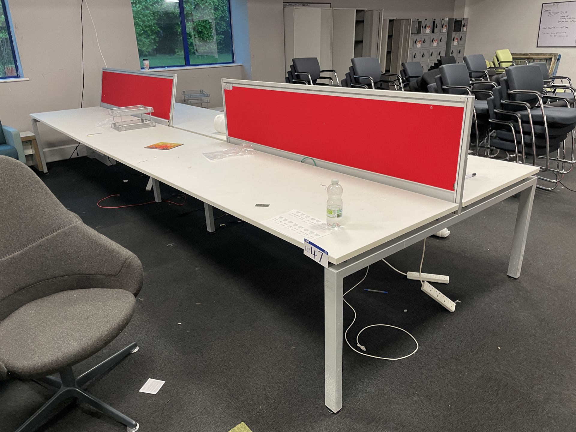 Steel Framed Double Sided Desk Unit, approx. 5m x 1.65m wide Please read the following important