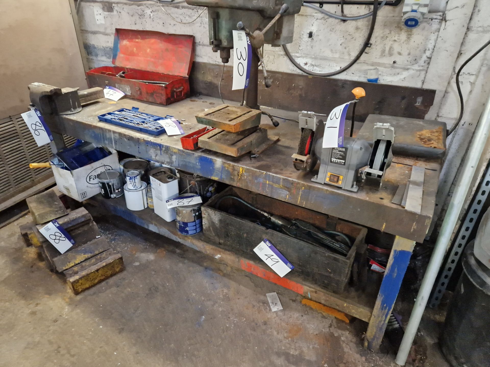Wooden Workbench with 20mm Vice, Approx. 2.4m x 0.9m Please read the following important