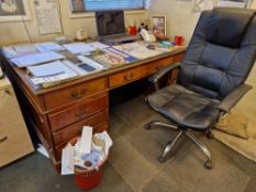 Traditional Nine Drawer Charters Desk, Approx. 1.8m x 0.9m and Office Chair Please read the