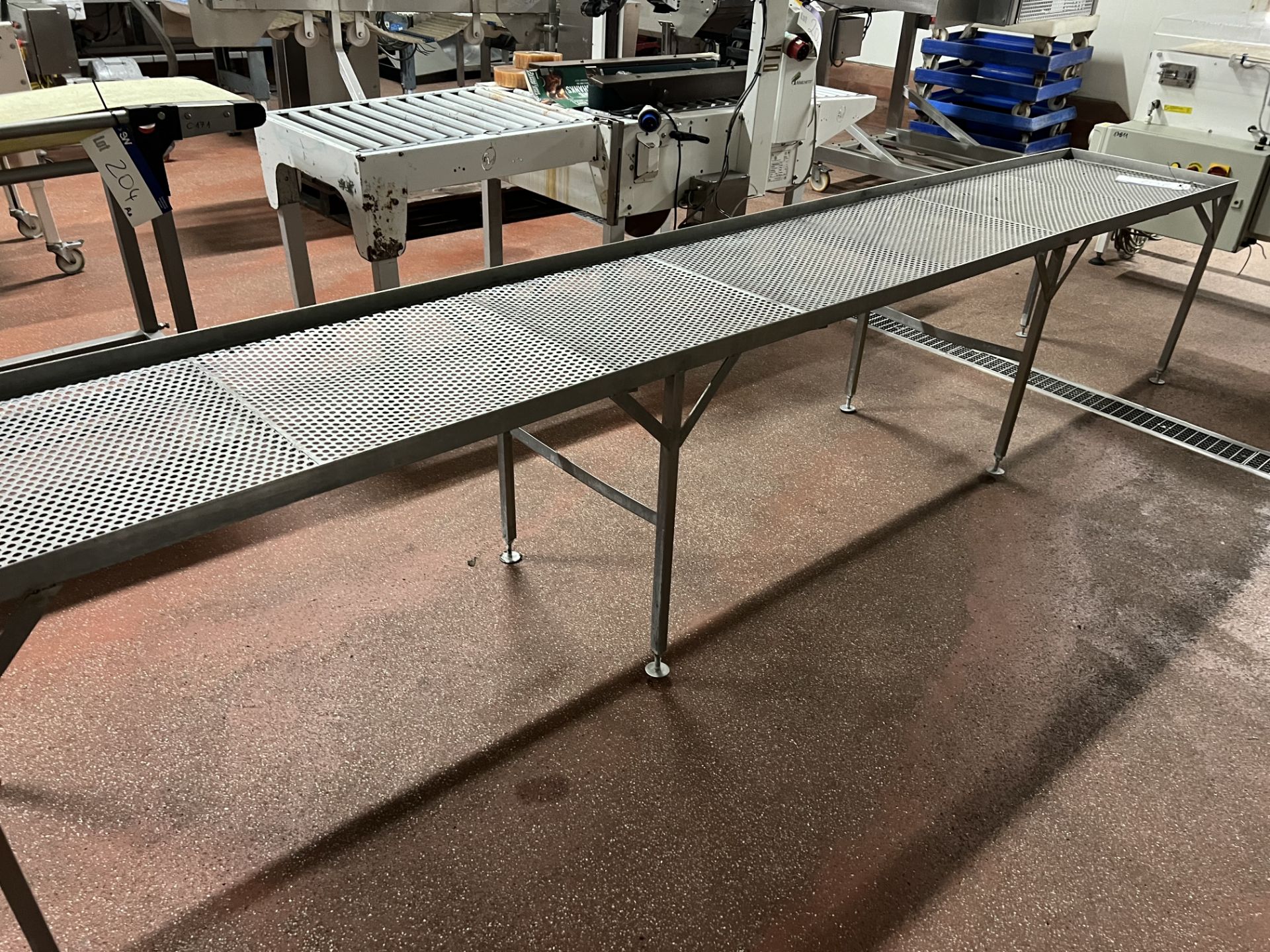Perforated Bench /Table, approx. 3.5m x 0.55m x 0.7m high, , lift out charge - £30 + VAT, lot - Image 2 of 2
