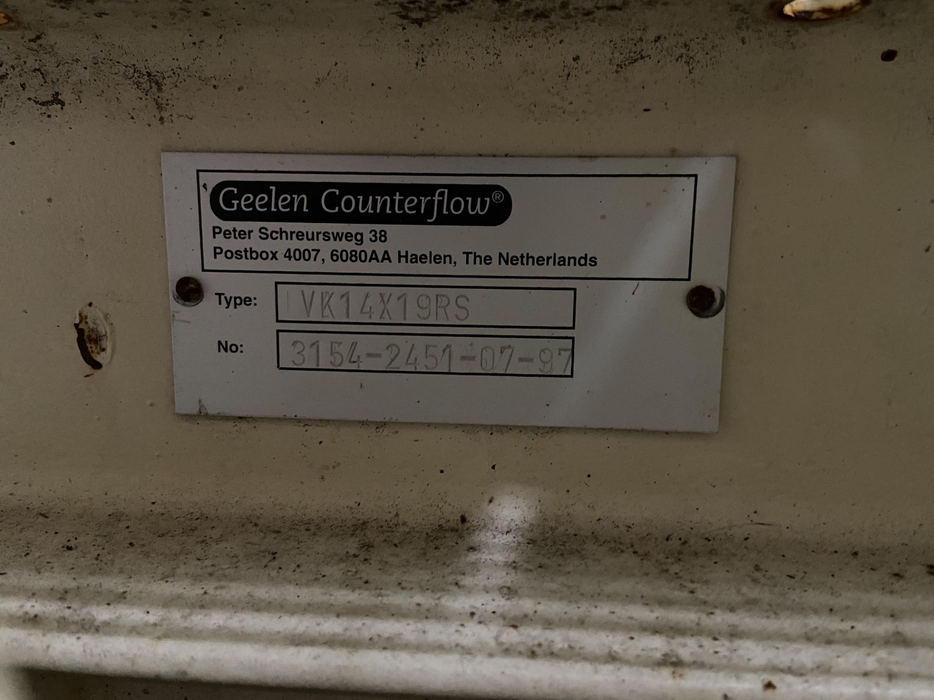 Geelen VK14x19RS STAINLESS STEEL CASED COUNTERFLOW BOX COOLER, serial no. 3154-2454-07, approx. 2m x - Bild 4 aus 4