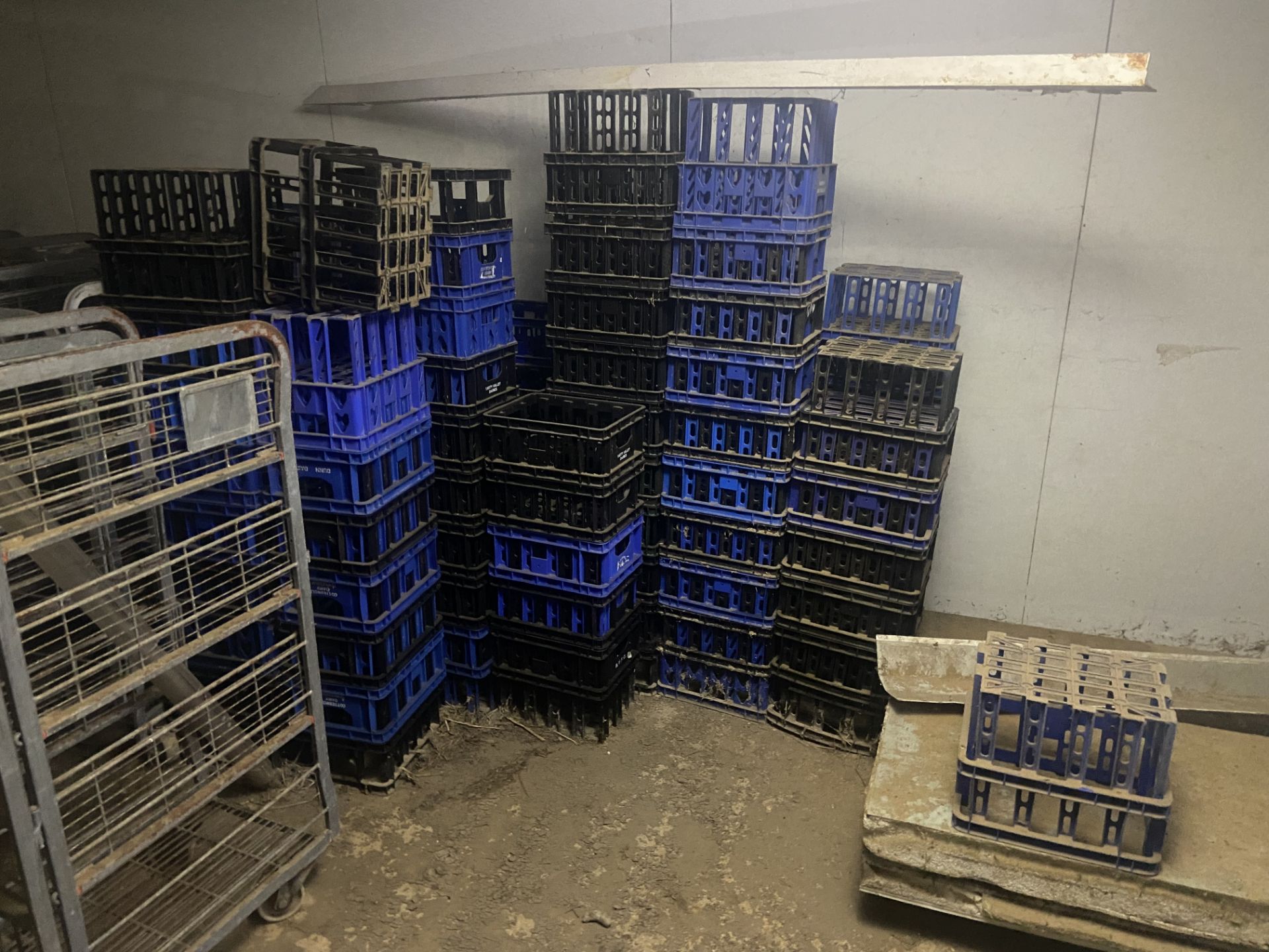 Approx. 350 Assorted Plastic Milk Crates, on cold room roof and in cold room Please read the - Image 7 of 8