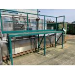 Inspection Stand, with rail down one side, approx. 1.4m high, 3.7m x 0.7m x 2.4m high overall,