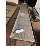 Perforated Bench /Table, approx. 3.5m x 0.55m x 0.7m high, lift out charge - £30 + VAT, lot