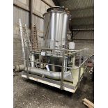 STAINLESS STEEL RECEIVING WEIGH HOPPER, approx. 1.5m dia., 1.8m deep on straight, with discharge