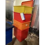 Four Mobile Storage Bins, approx. 600mm x 500mm x 700mm high, lift out charge - £20 + VAT, lot