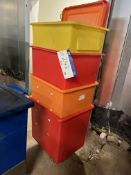 Four Mobile Storage Bins, approx. 600mm x 500mm x 700mm high, lift out charge - £20 + VAT, lot
